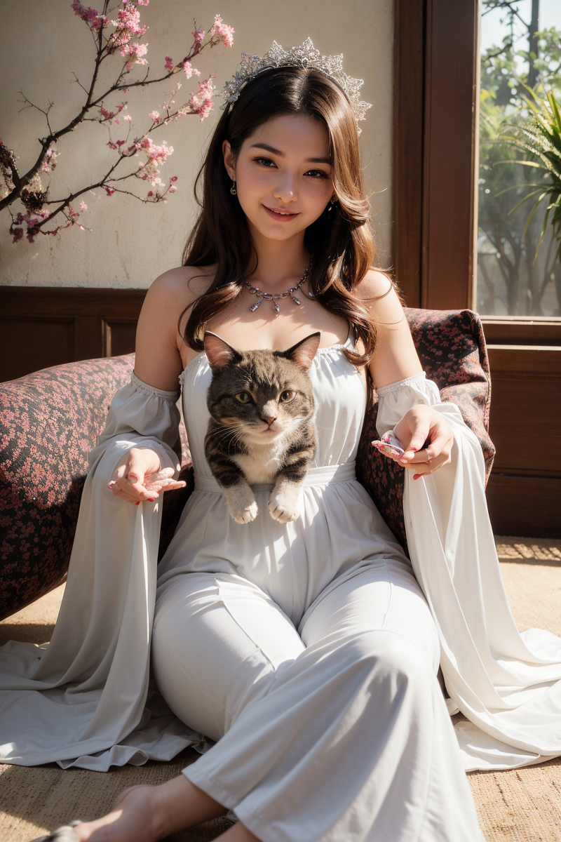 AI生成美女~Girl with Cat