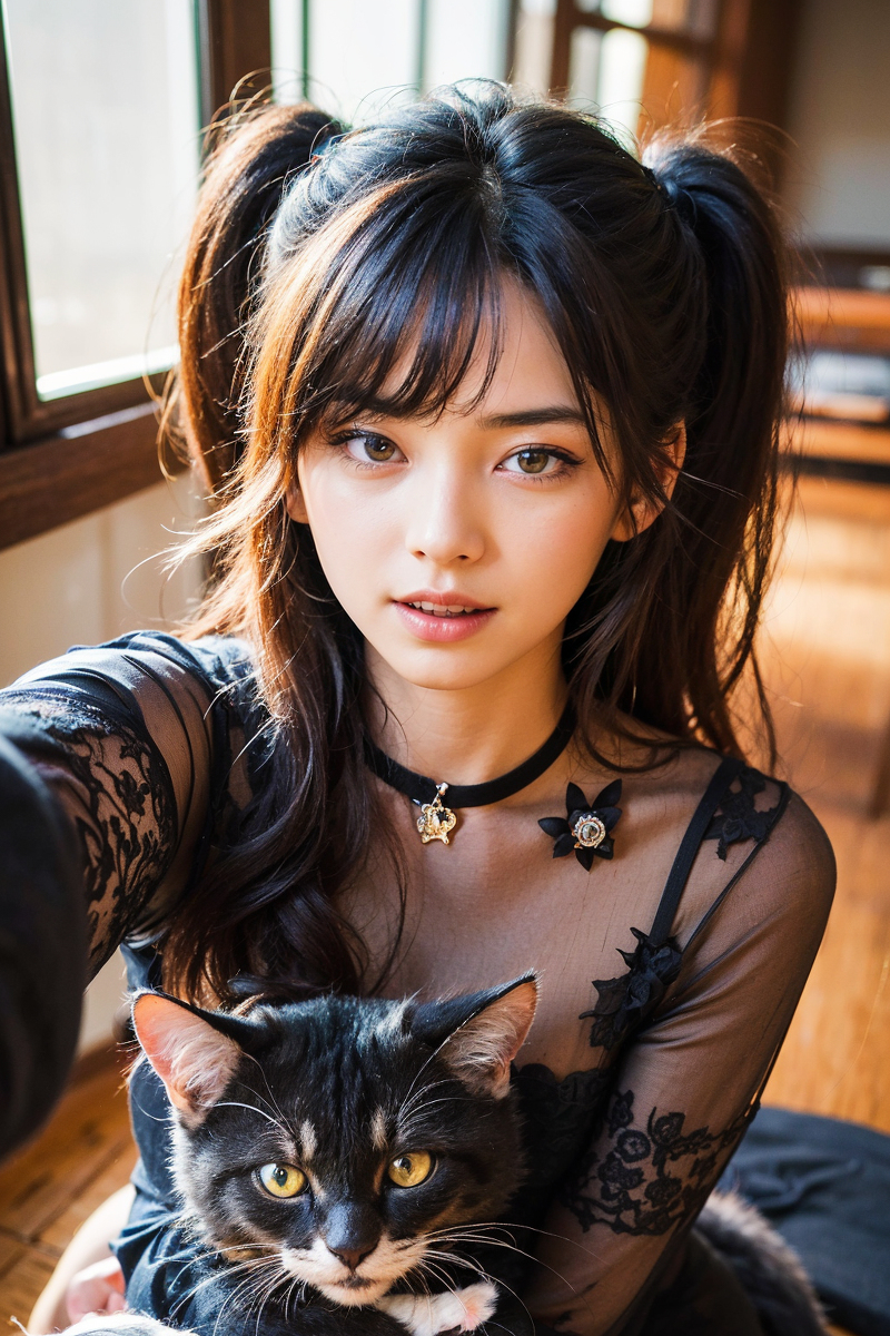 AI生成美女~Girl with Cat