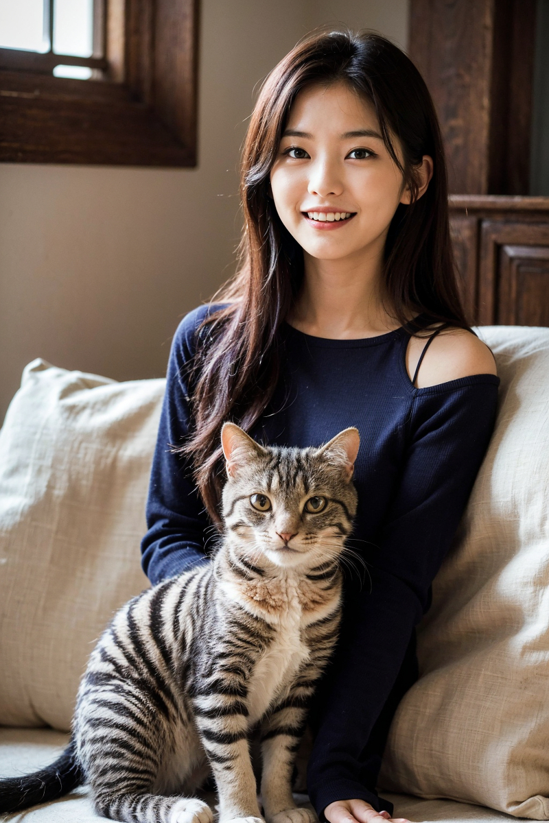 AI生成美女~Girl with Cat