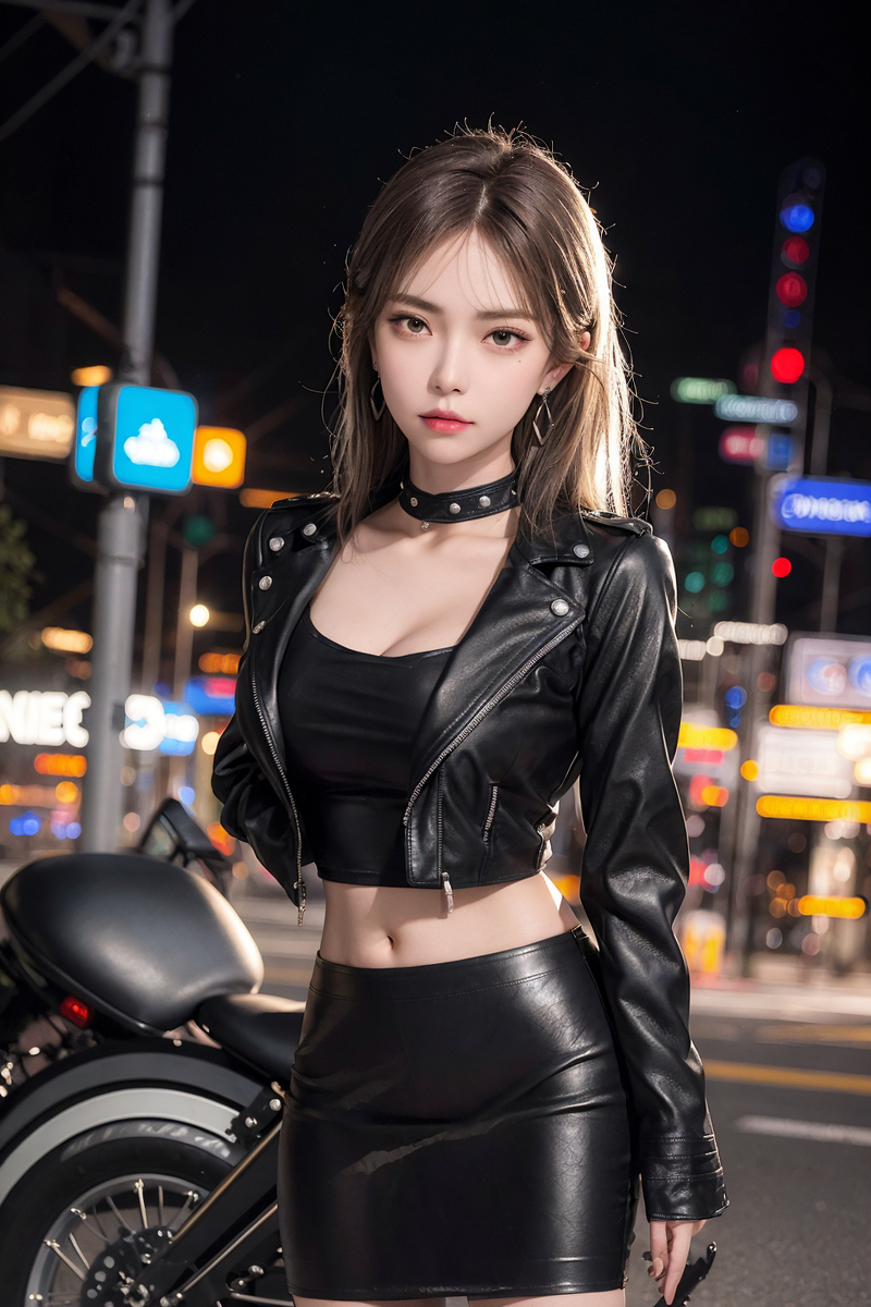 AI生成美女~cyberpunk night girl