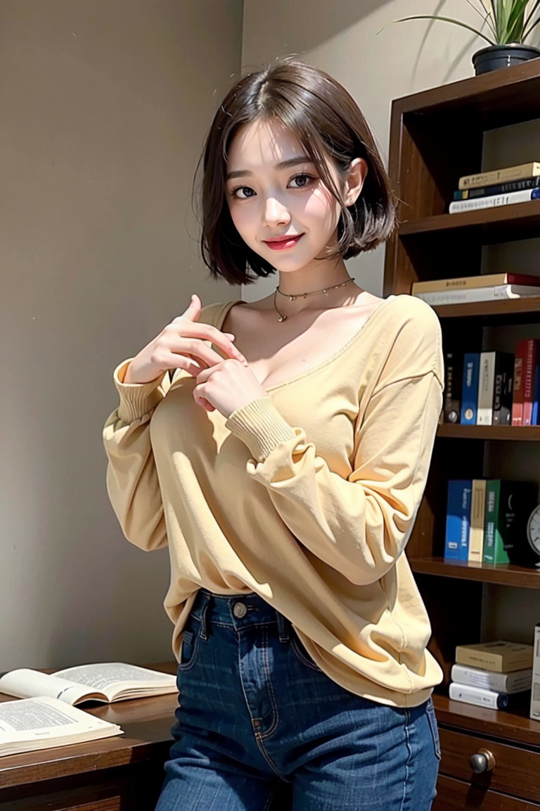 AI生成美女~ in Library