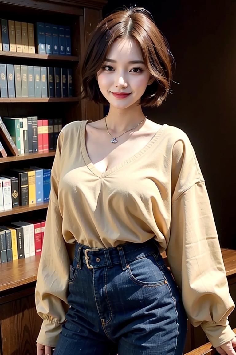 AI生成美女~ in Library