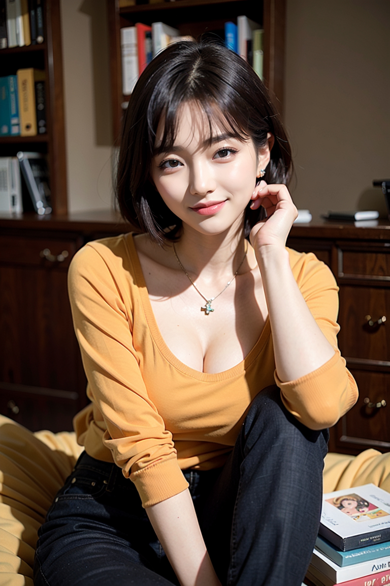 AI生成美女~ in Library
