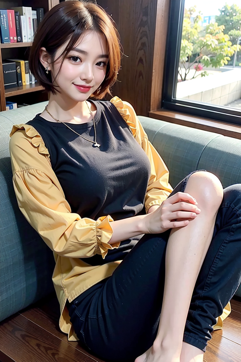 AI生成美女~ in Library