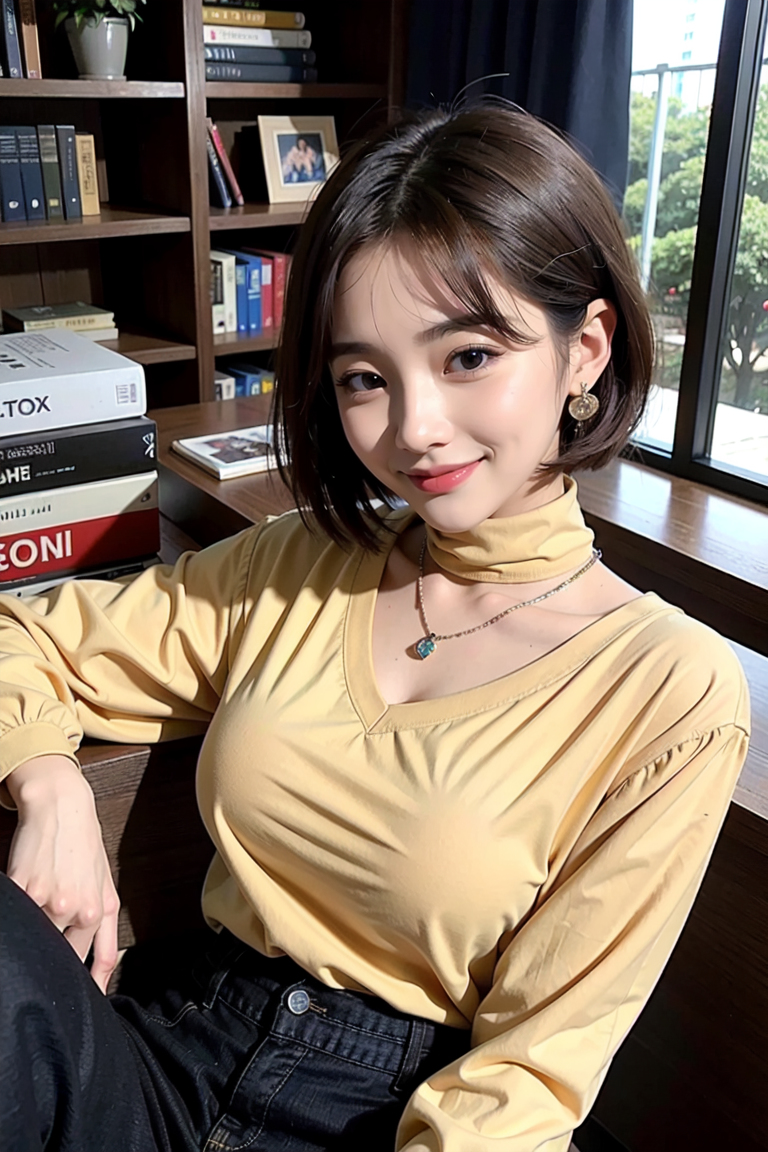 AI生成美女~ in Library