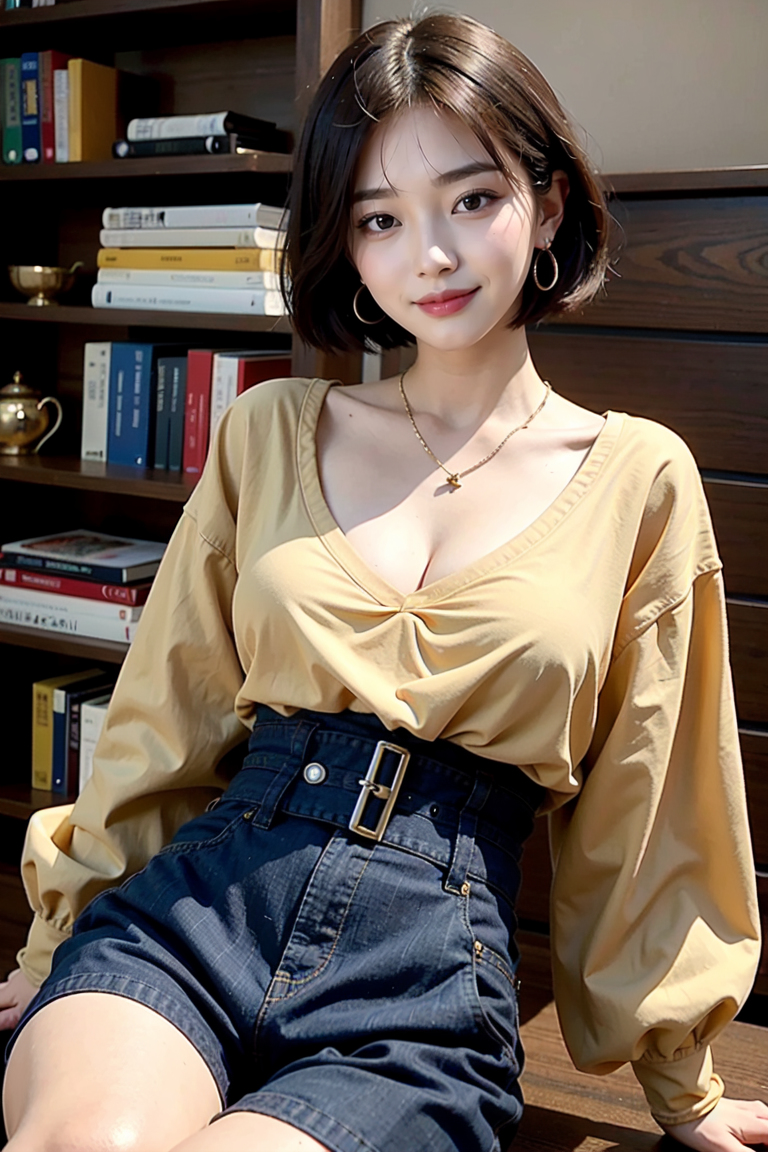 AI生成美女~ in Library