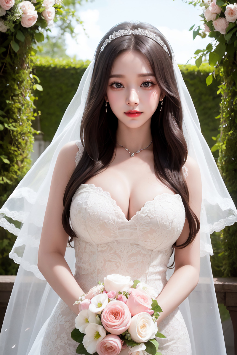 AI生成美女~傳統婚紗變性感內衣婚紗