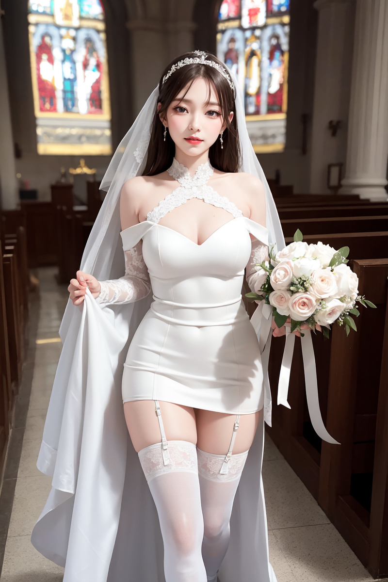 AI生成美女~傳統婚紗變性感內衣婚紗