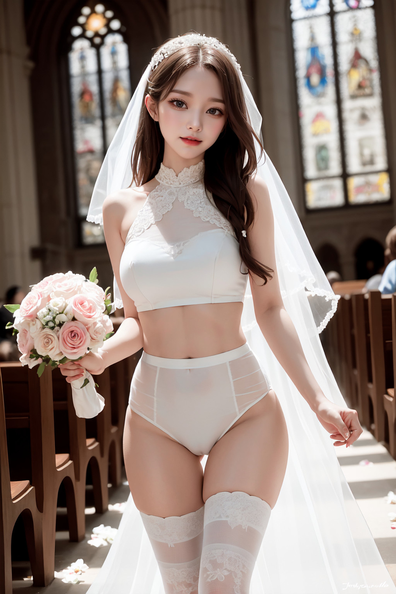 AI生成美女~傳統婚紗變性感內衣婚紗