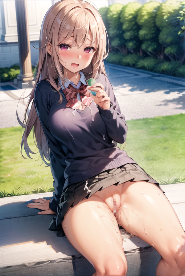 【AIイラストエロ畫像】人目につく場所でえっちな姿をさらすJK Part2