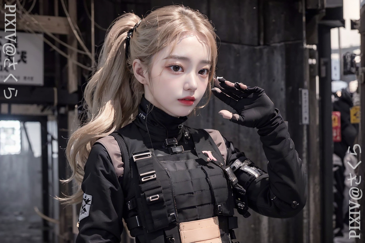 AI generates beauty ~ cute techwear girl