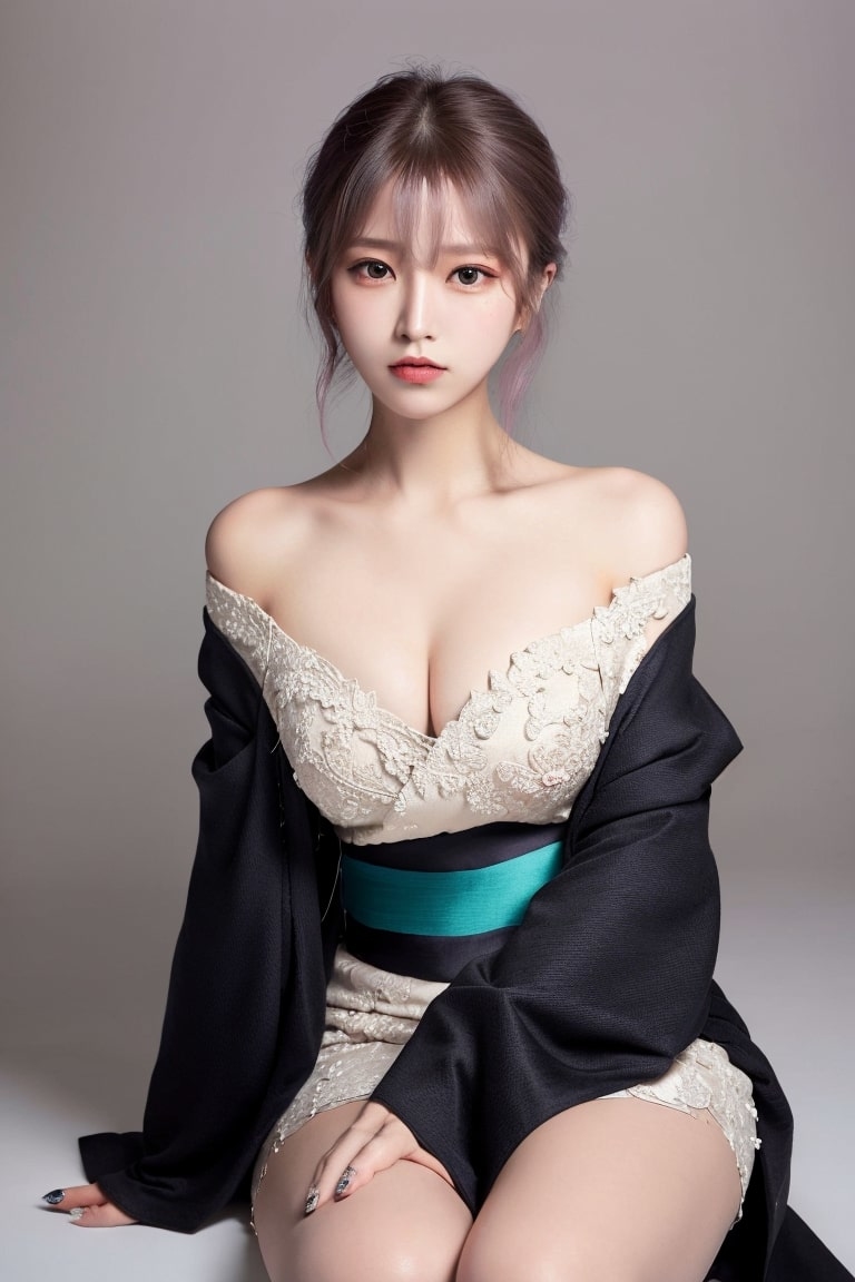 AI generates beauty ~ off-shoulder kimono