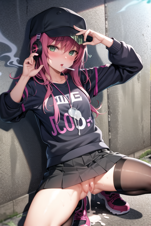 [AI Illustrated Erotic Portrait] Street Fashion Girl in the Roadside