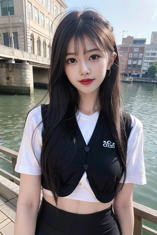 AI Generates Beauty ~ Girlfriend Collection - Black Vest + Yoga Clothing