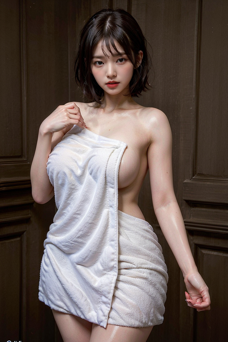 AI-generated beauty ~ shower gown afterShower1,2