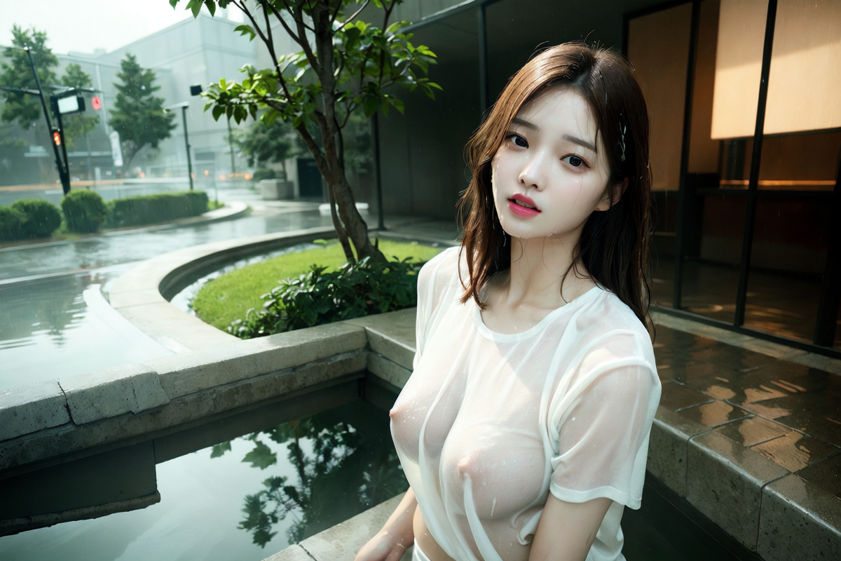 AI-generated beauty ~ wet shirt wet shirt