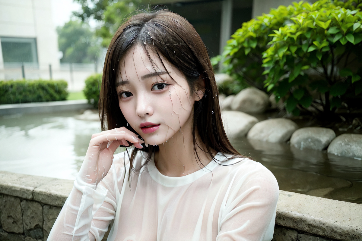 AI-generated beauty ~ wet shirt wet shirt
