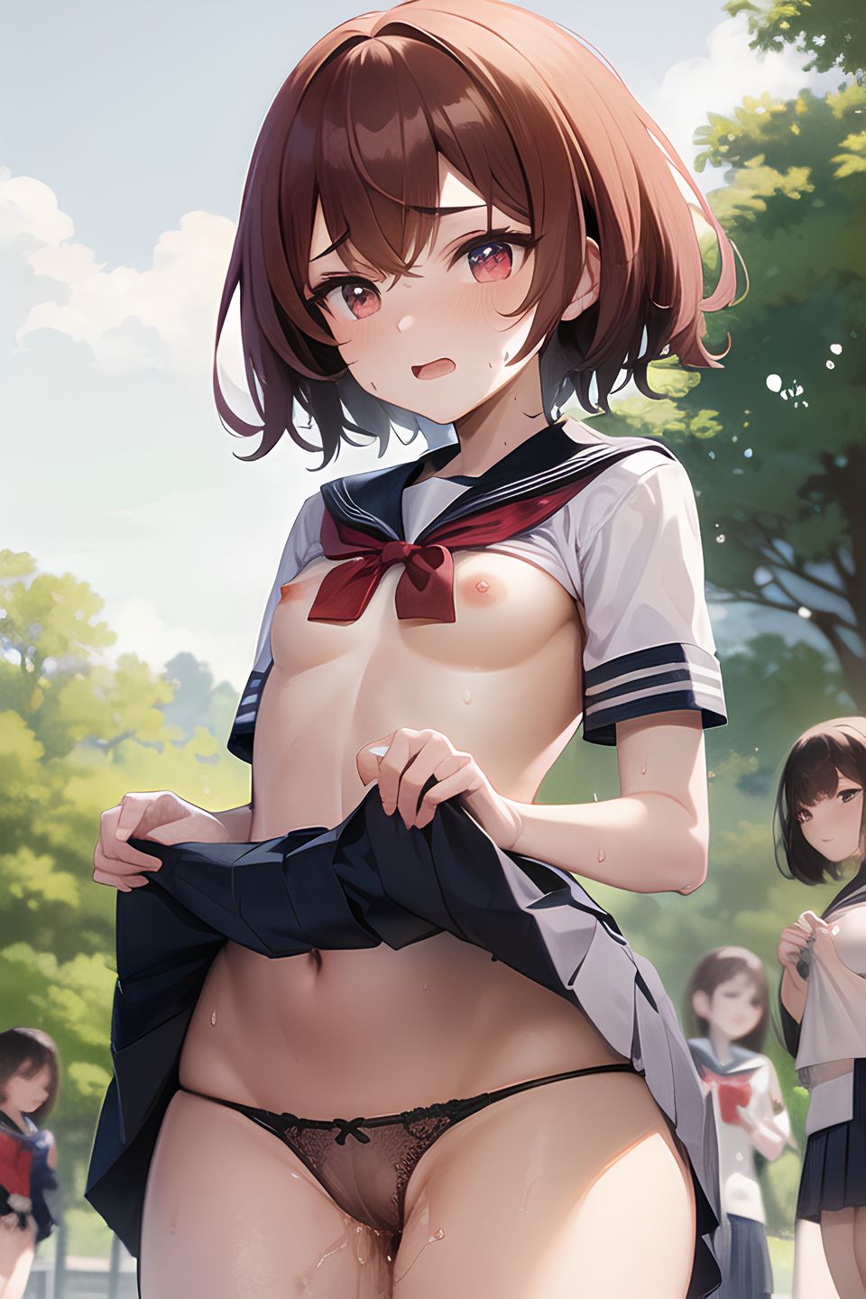 [Generated by AI] Hentai portrait of a girl who raises her skirt outside part4