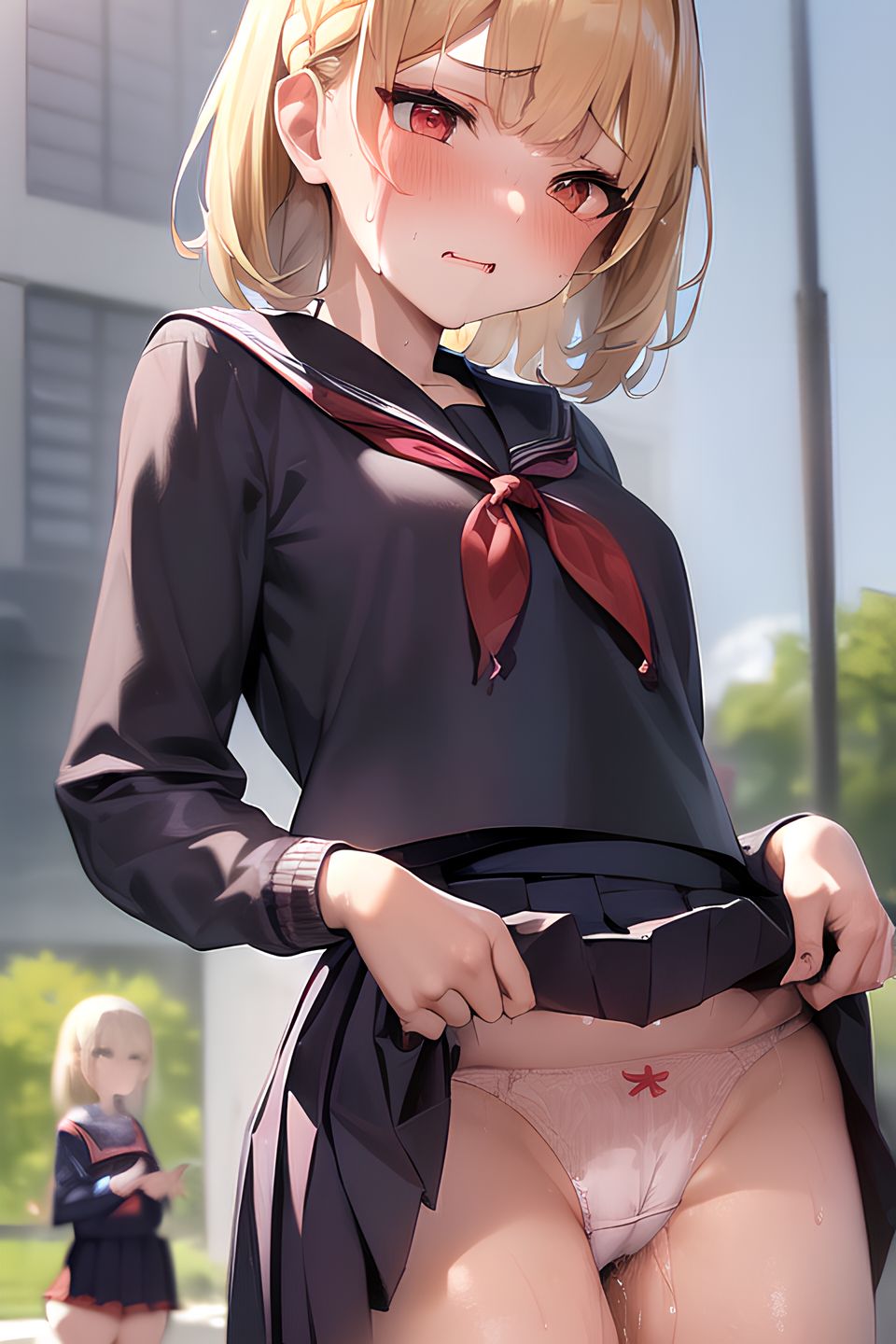 [Generated by AI] Hentai portrait of a girl who raises her skirt outside part4