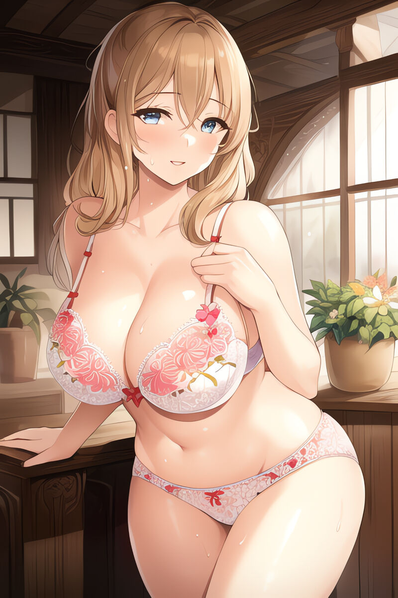 Curvy Blonde Women in Lingerie (AI Generated)
