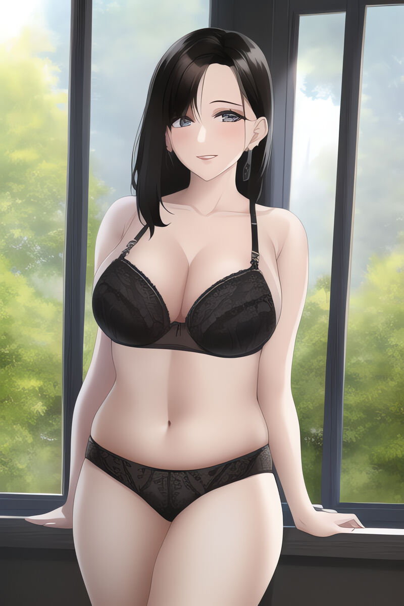 Curvy Burnette Women in Lingerie (AI Generated)