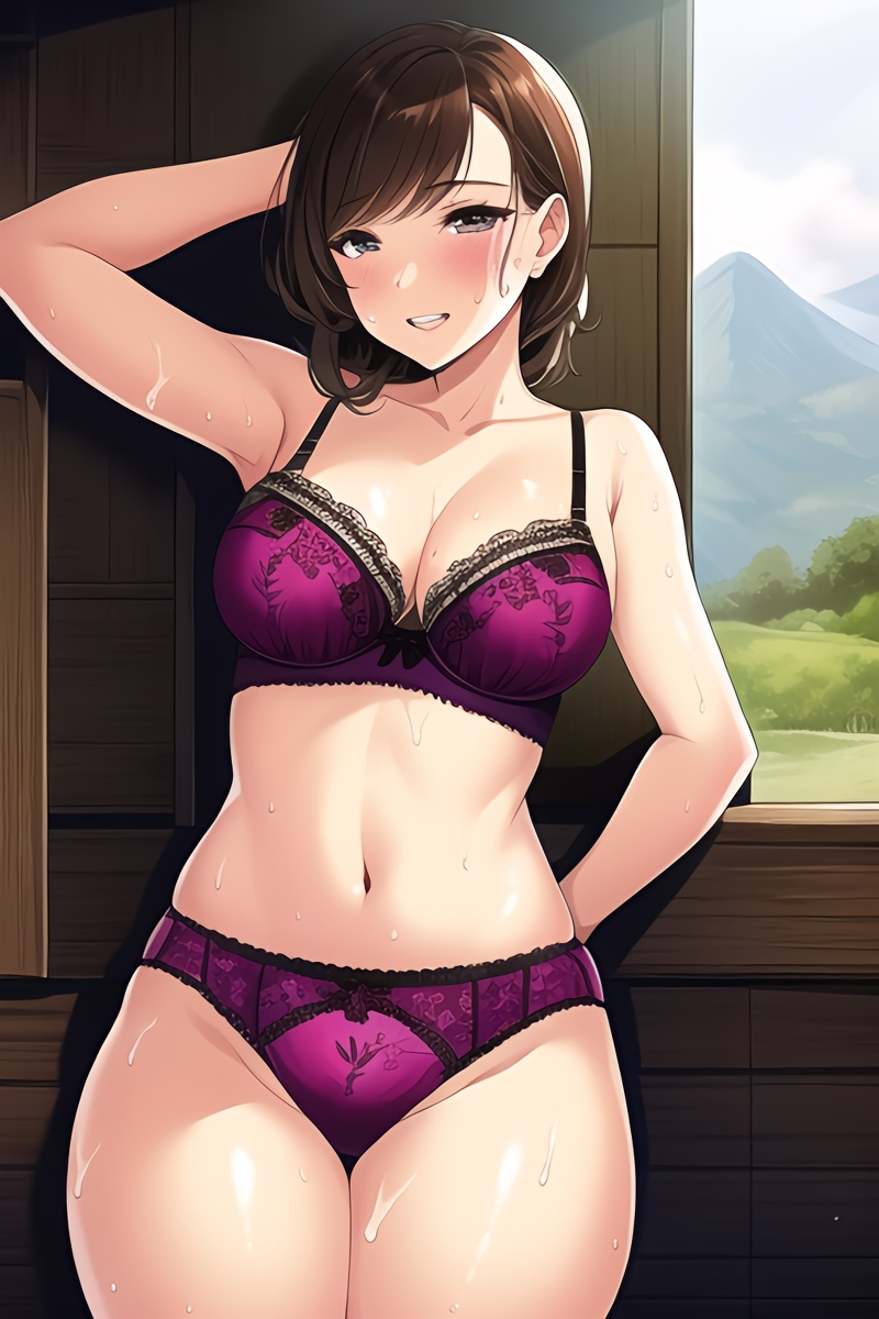 Curvy Burnette Women in Lingerie (AI Generated)