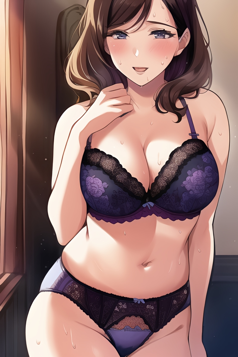 Curvy Burnette Women in Lingerie (AI Generated)