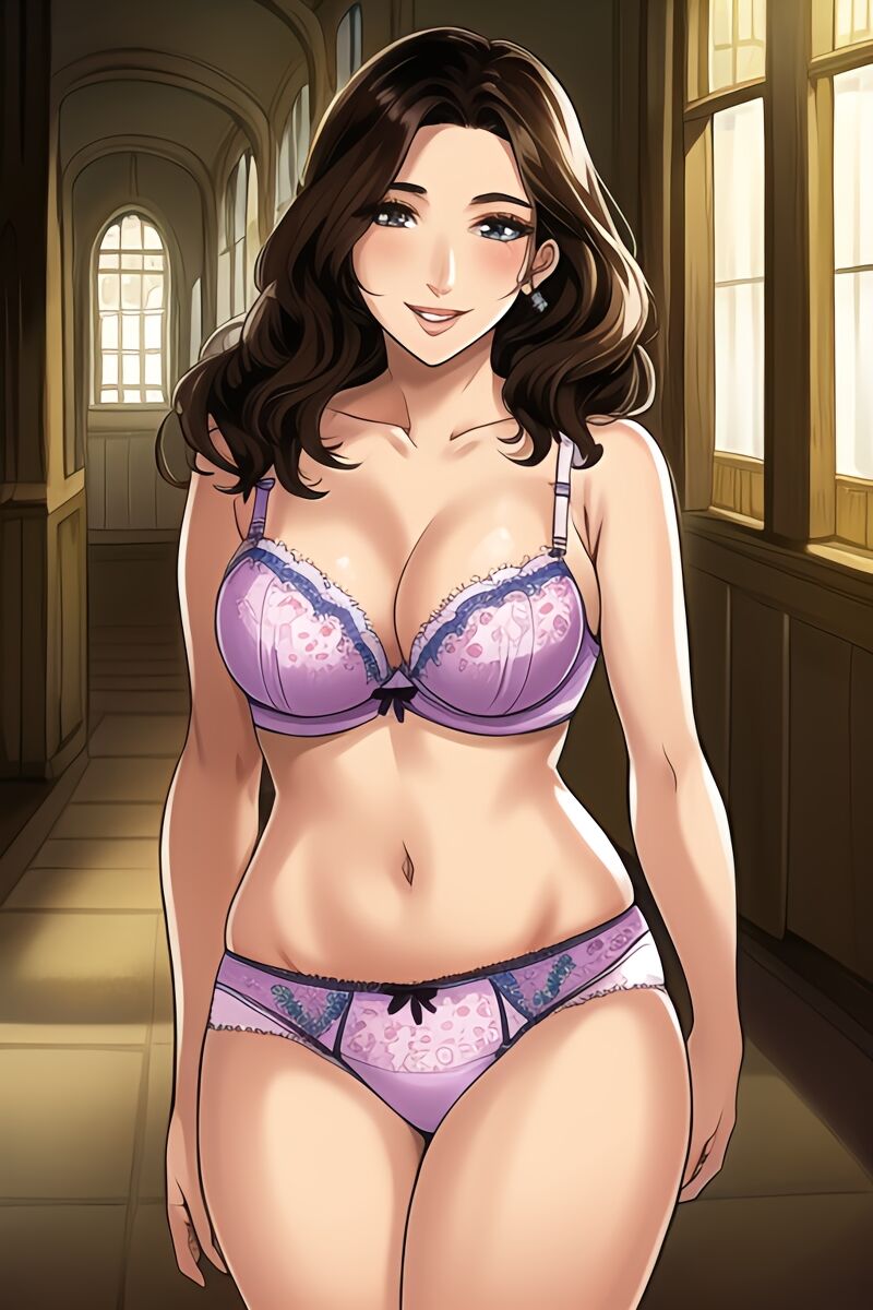 Curvy Burnette Women in Lingerie (AI Generated)
