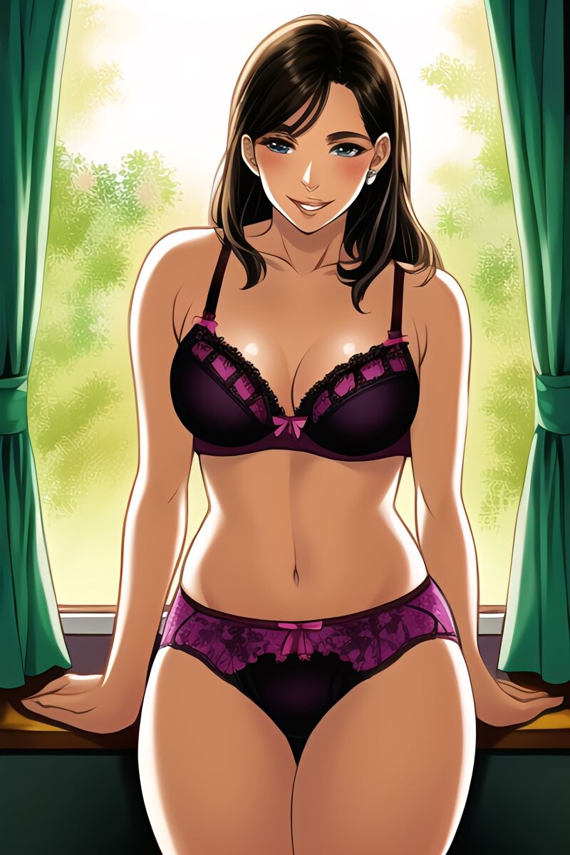 Curvy Burnette Women in Lingerie (AI Generated)