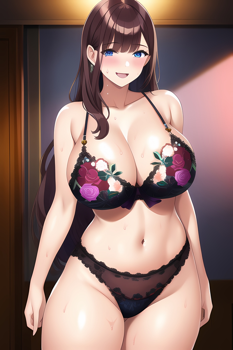 Curvy Burnette Women in Lingerie (AI Generated)