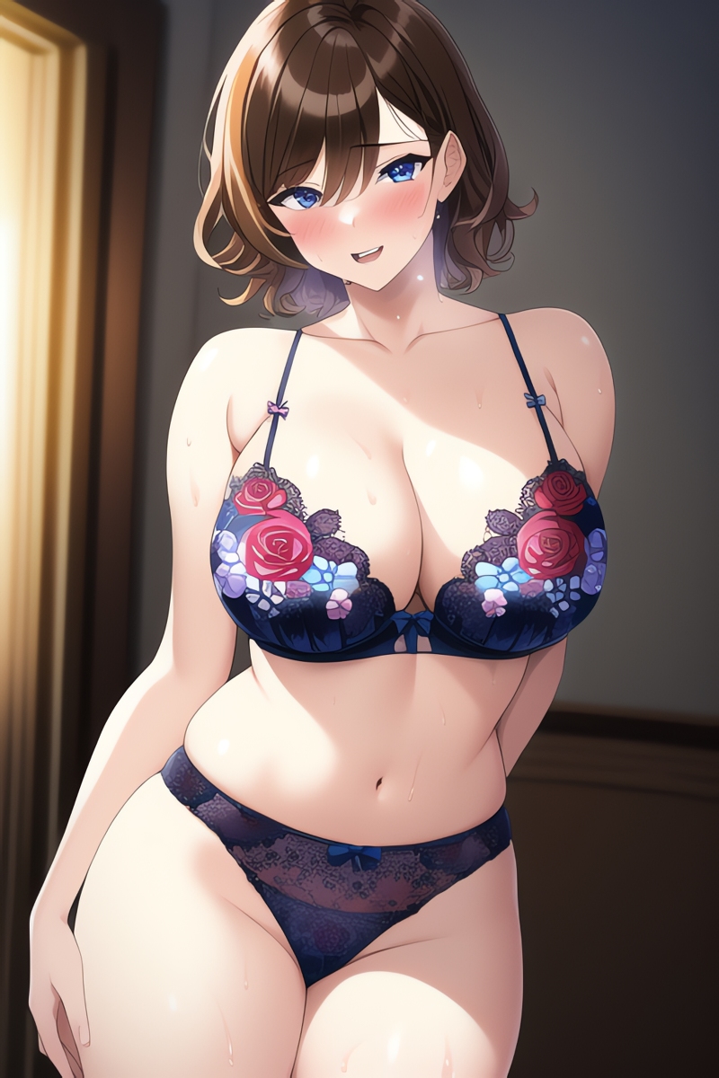 Curvy Burnette Women in Lingerie (AI Generated)