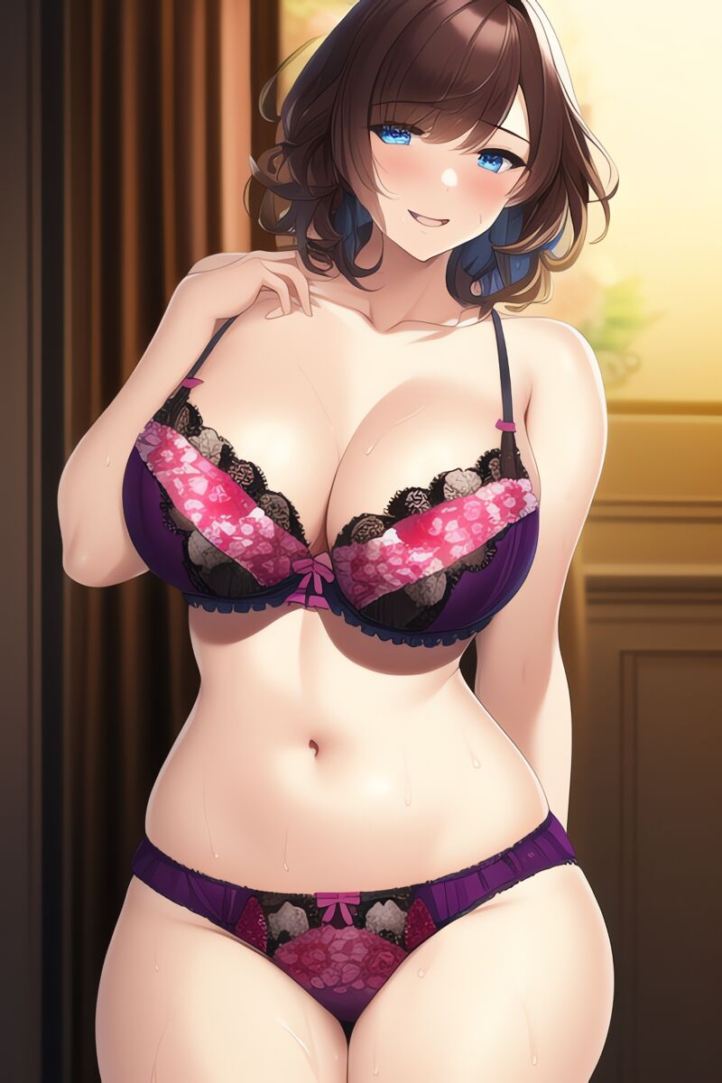 Curvy Burnette Women in Lingerie (AI Generated)