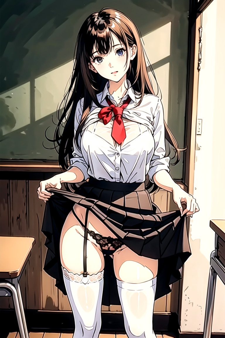 AI生成美女~As D-skirt_hold-skirt_lift-lifted_by_
