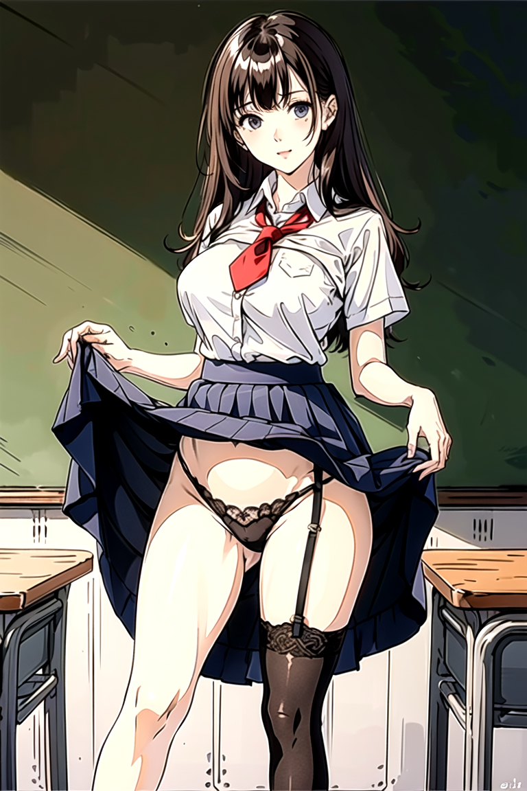 AI生成美女~As D-skirt_hold-skirt_lift-lifted_by_