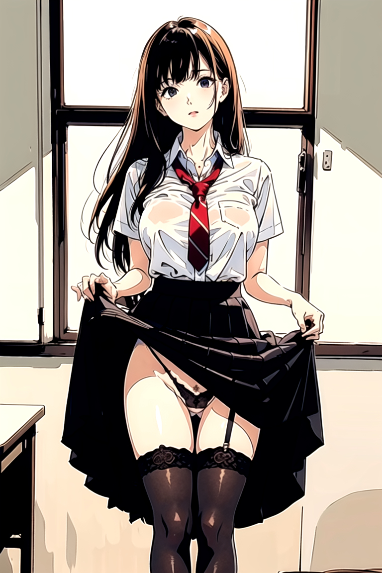AI生成美女~As D-skirt_hold-skirt_lift-lifted_by_