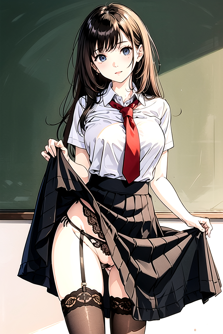 AI生成美女~As D-skirt_hold-skirt_lift-lifted_by_