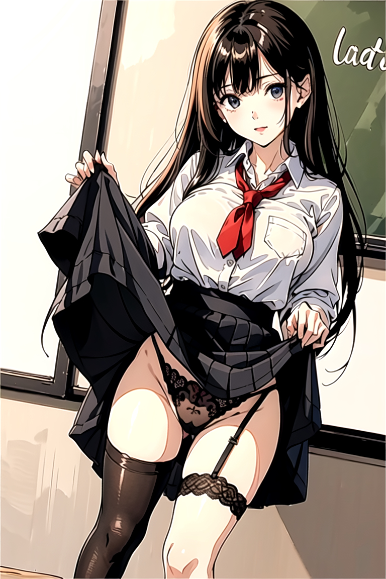 AI生成美女~As D-skirt_hold-skirt_lift-lifted_by_