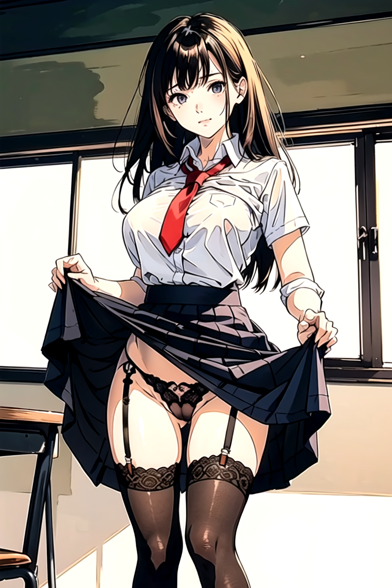 AI生成美女~As D-skirt_hold-skirt_lift-lifted_by_
