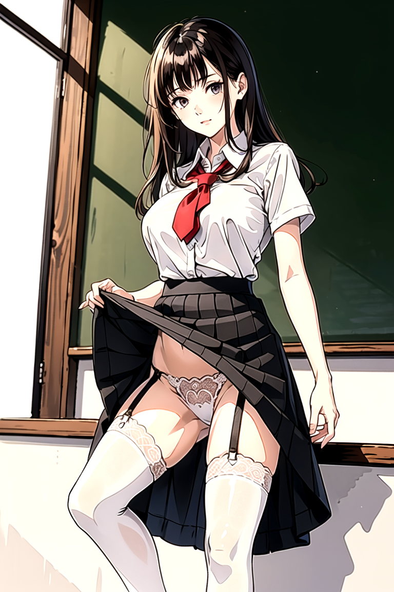 AI生成美女~As D-skirt_hold-skirt_lift-lifted_by_