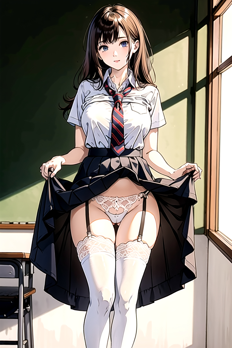 AI生成美女~As D-skirt_hold-skirt_lift-lifted_by_