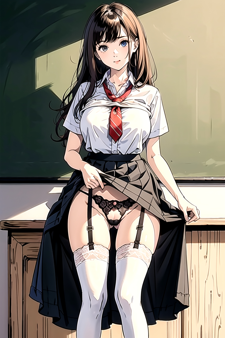 AI生成美女~As D-skirt_hold-skirt_lift-lifted_by_