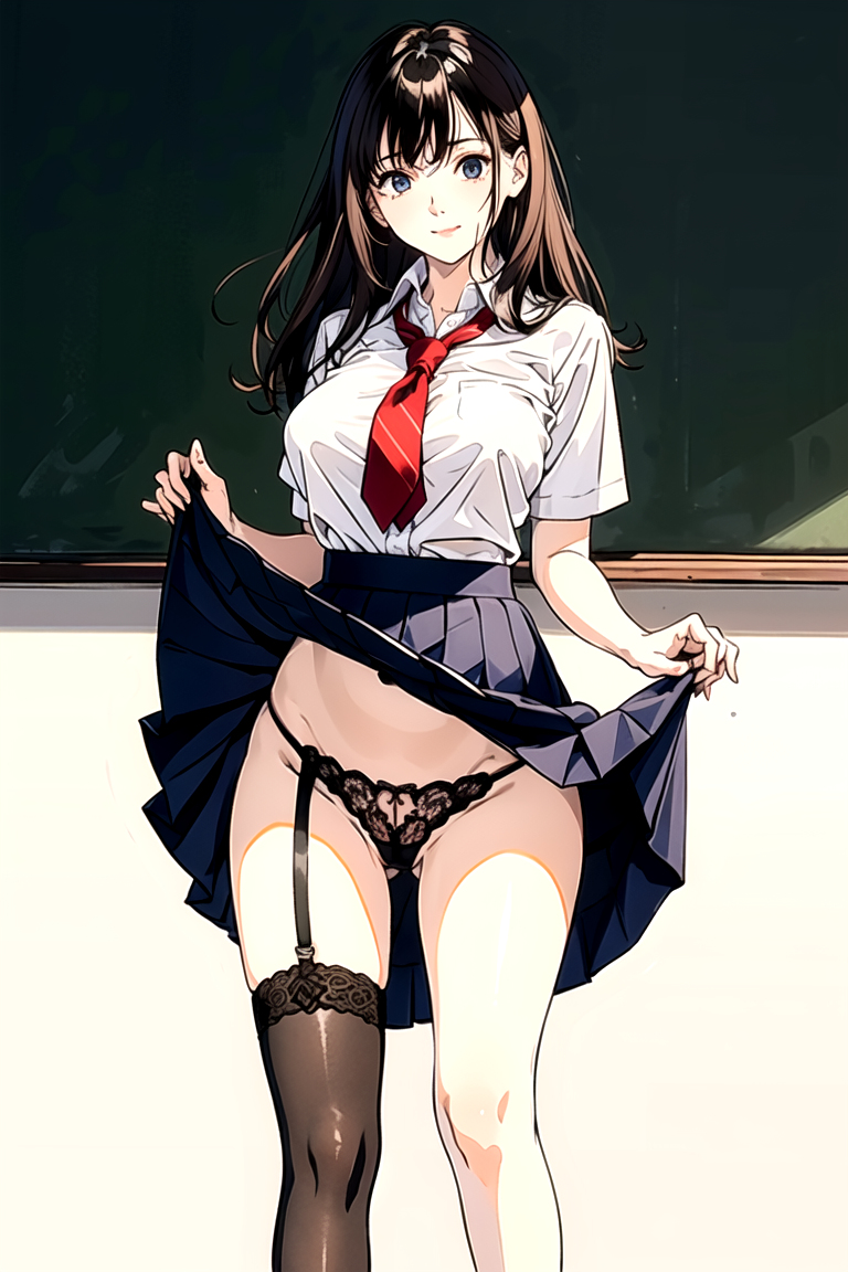 AI生成美女~As D-skirt_hold-skirt_lift-lifted_by_