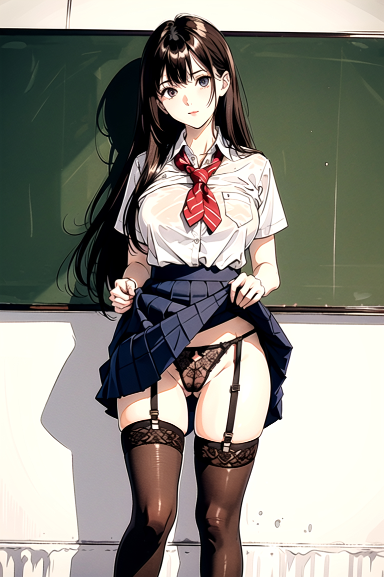 AI生成美女~As D-skirt_hold-skirt_lift-lifted_by_