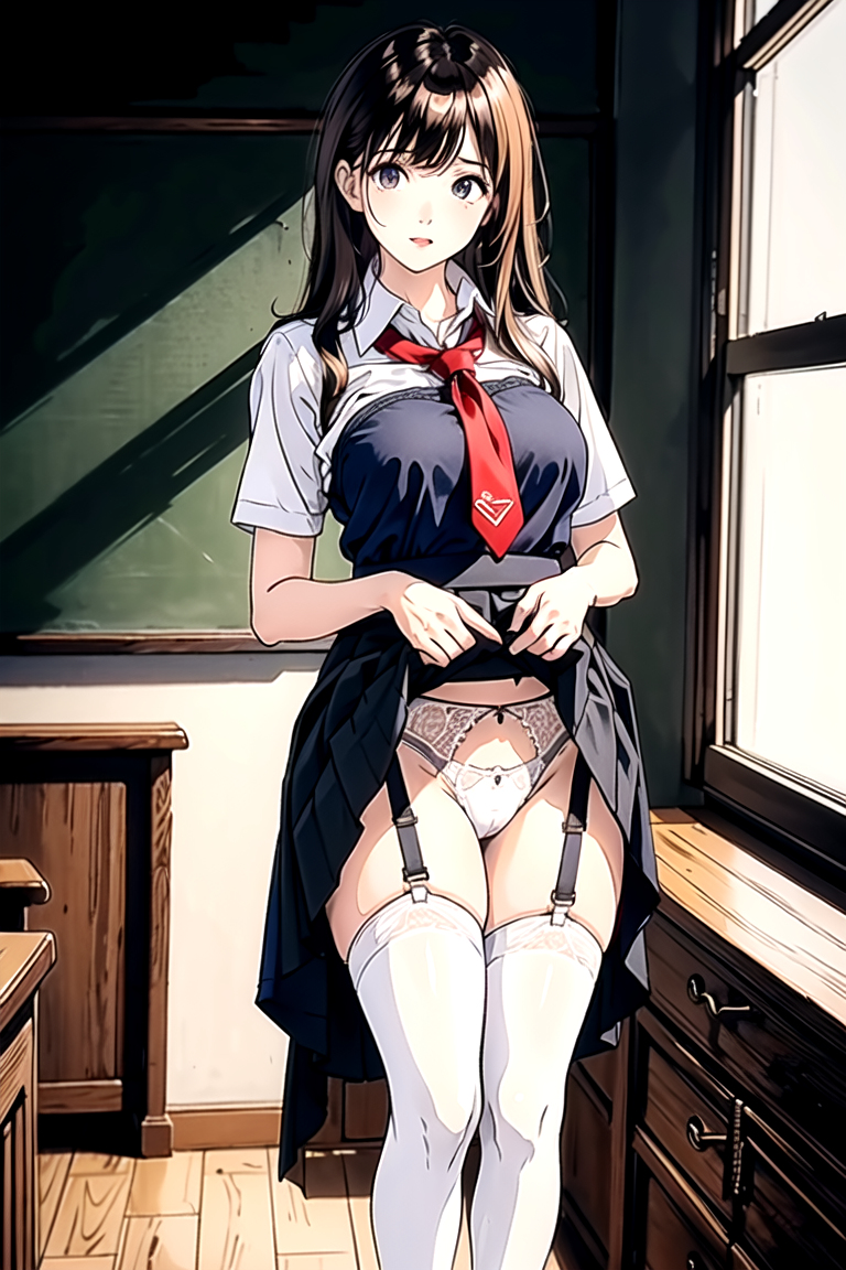 AI生成美女~As D-skirt_hold-skirt_lift-lifted_by_