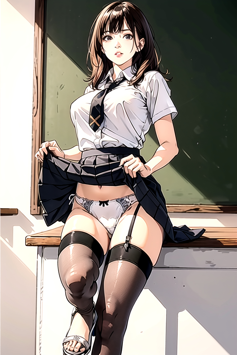 AI生成美女~As D-skirt_hold-skirt_lift-lifted_by_