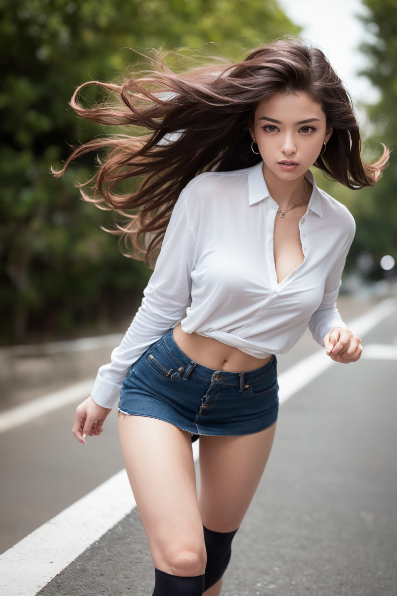 AI生成美女~LUKE LEE-Skateboarding Girl