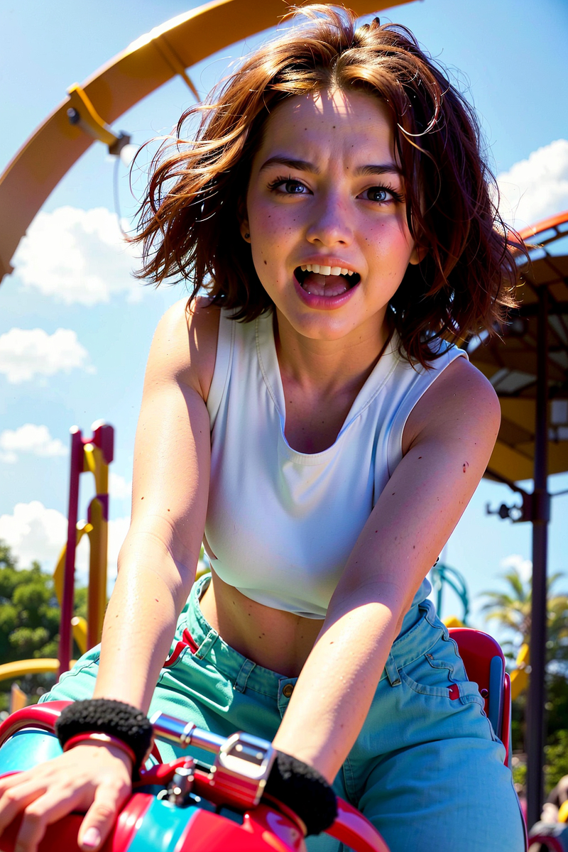 AI生成美女~LUKE LEE-Girl in the theme park.