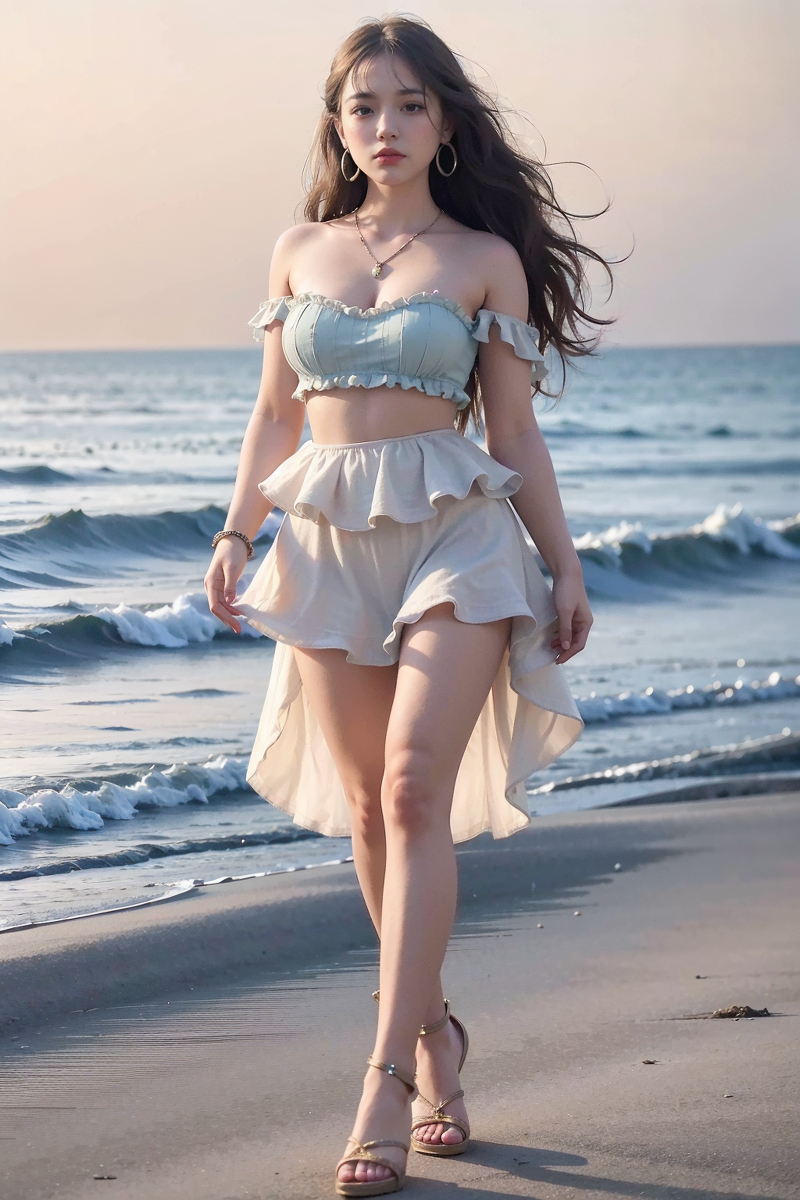 AI生成美女~LUKE LEE-Girl in the beach road