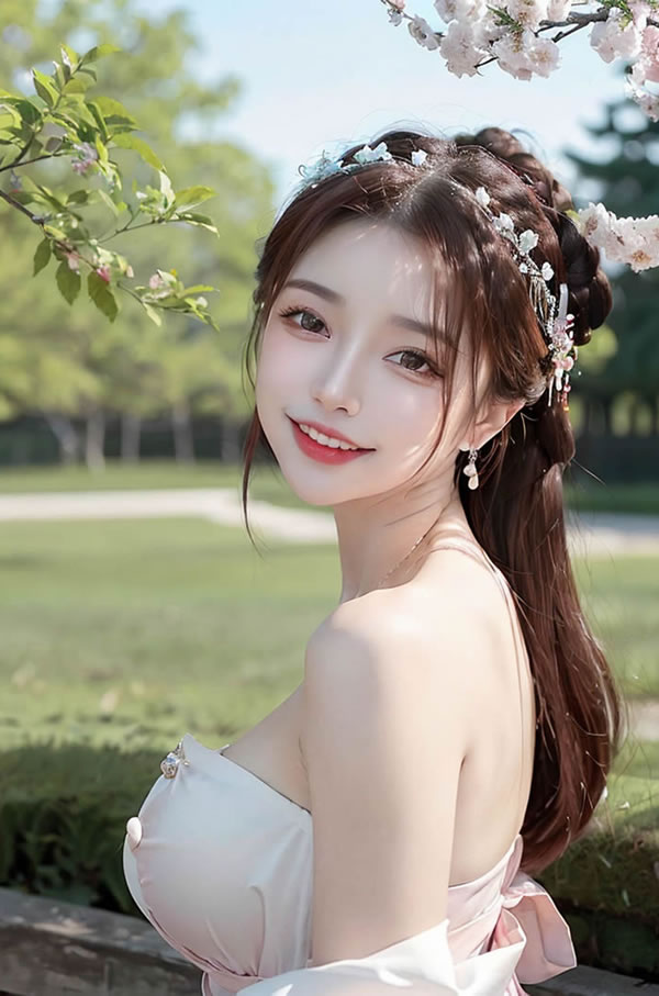 AI生成 桃花開 AI美女