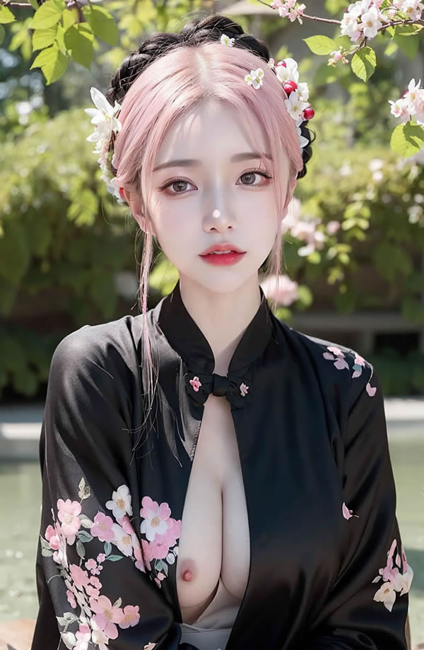 AI生成 桃花開 AI美女